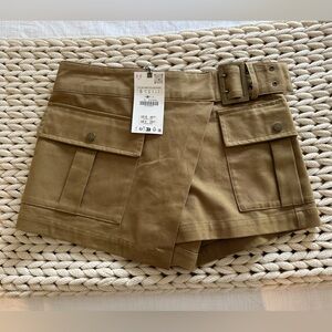 NWT Zara cargo mini skort with belt